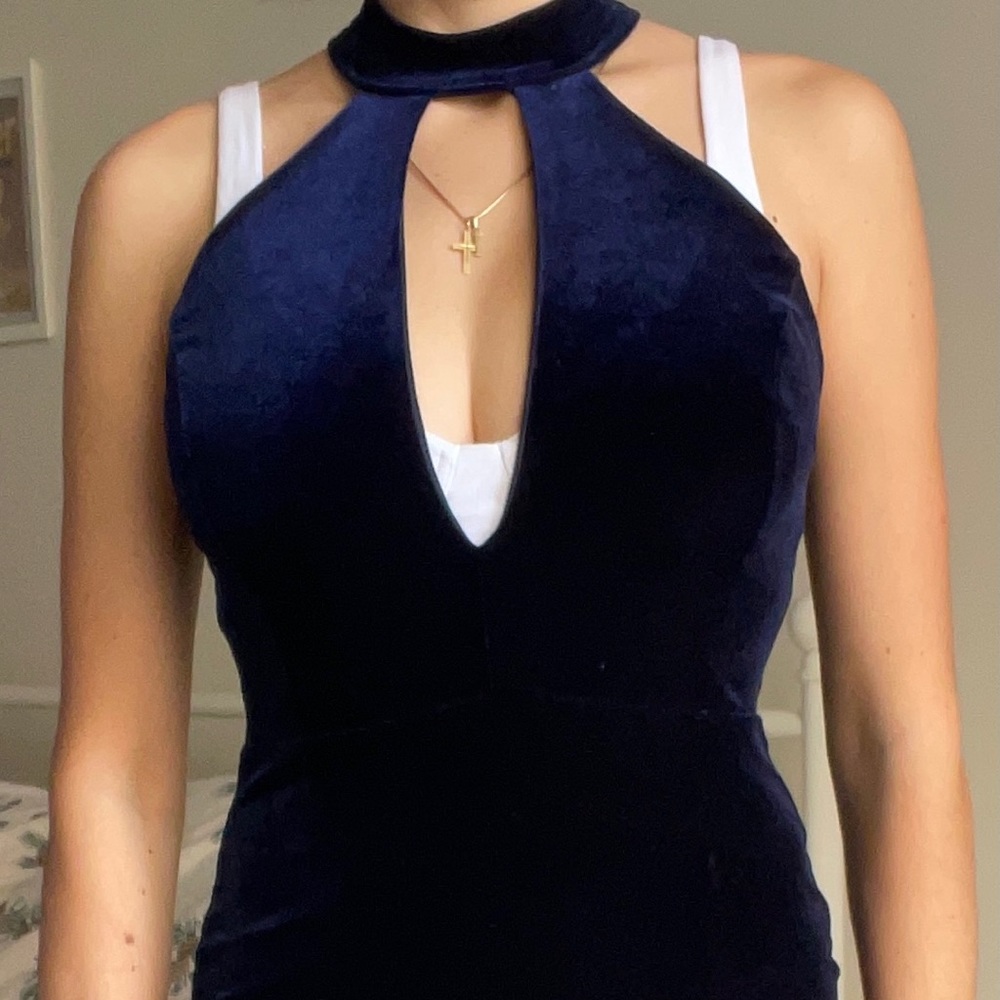 Mikey&Joey sapphire blue sexy velvet dress size S